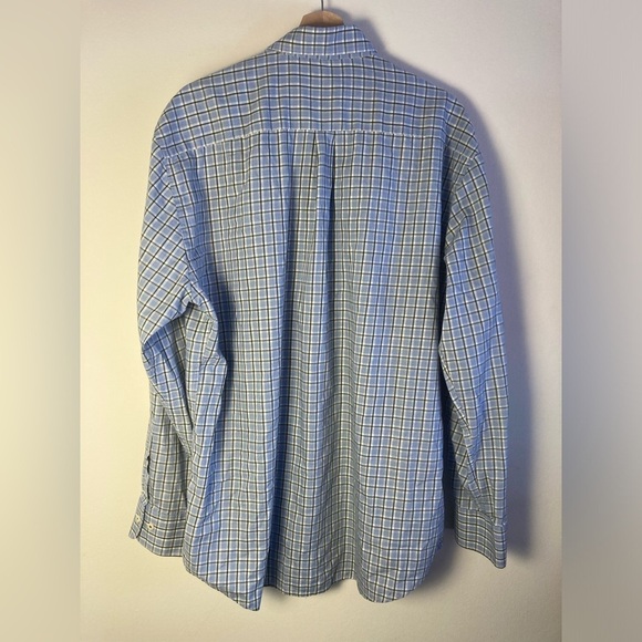 Peter Millar Crown Shirt XL Long Sleeve Button Down Blue Green Plaid Collared - Picture 7 of 7